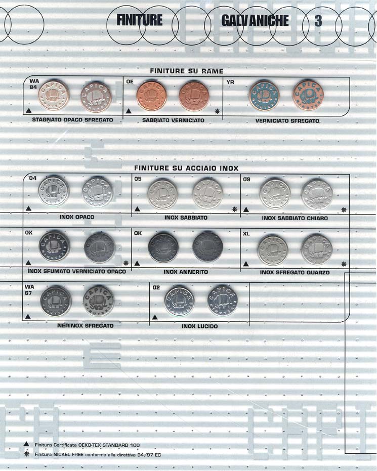 Finiture galvaniche - Galvanic finishings